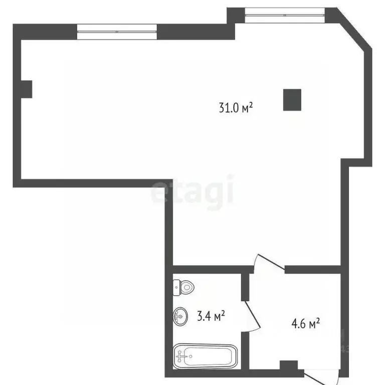 Студия Крым, Ялта ул. Строителей, 13 (39.0 м) - Фото 1