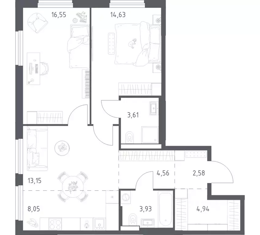2-к кв. Башкортостан, Уфа ул. Минигали Губайдуллина, 8к9 (72.0 м) - Фото 1
