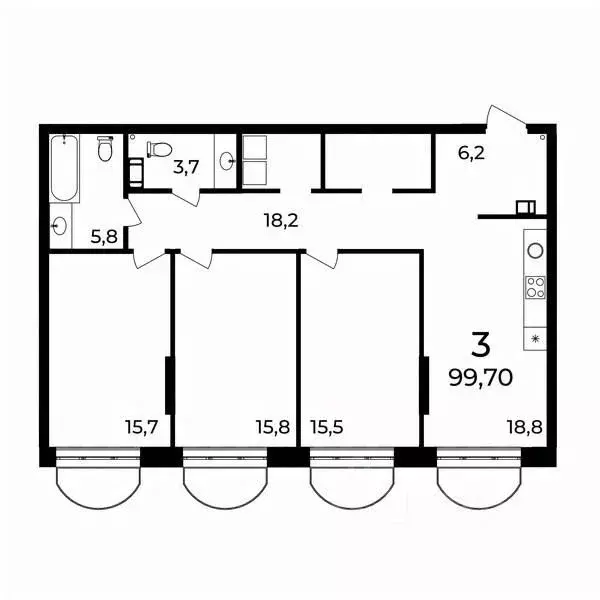 3-к кв. Нижегородская область, Нижний Новгород ул. Воровского, 8 (99.7 ... - Фото 1