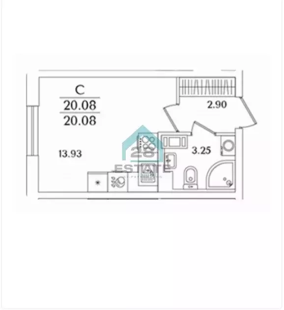 Квартира-студия: Санкт-Петербург, улица Тамбасова, 3к1 (20.08 м) - Фото 1