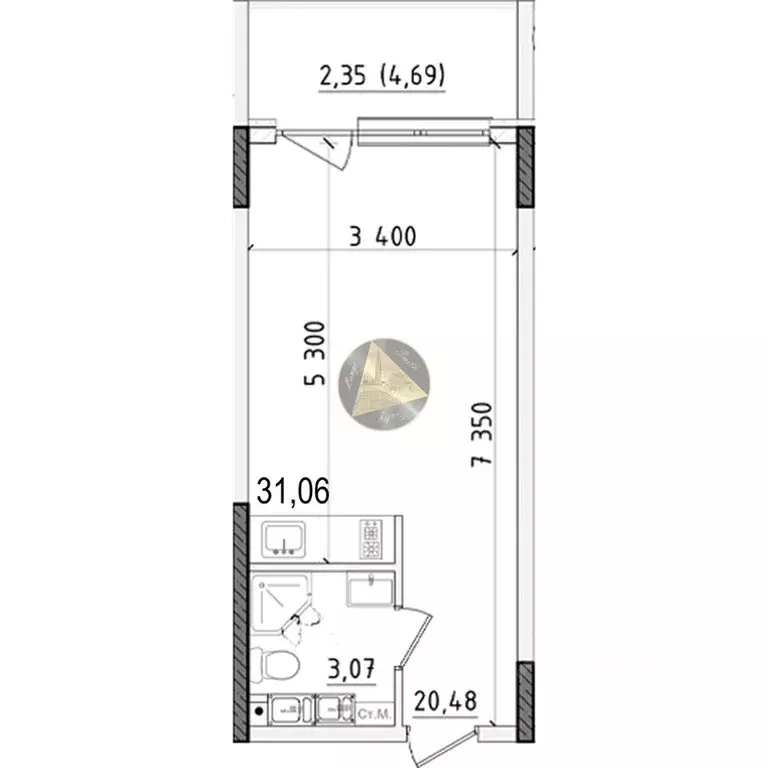 Студия Крым, Феодосия муниципальный округ, Коктебель пгт ул. ... - Фото 2