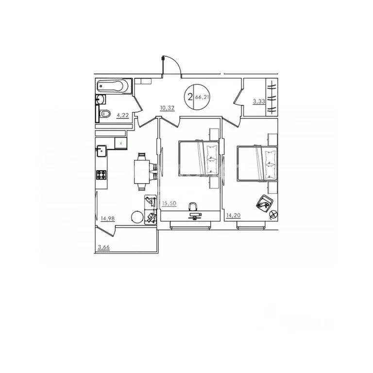 2-к кв. Курская область, Курск Усадебная ул., 2А (64.97 м) - Фото 2