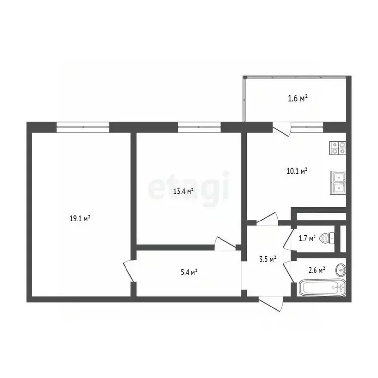 2-к кв. Москва ул. Мостовая, 5к2 (58.0 м) - Фото 2