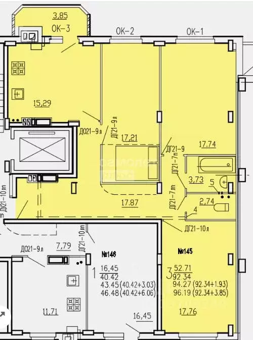 3-к кв. Курская область, Курск ул. 2-я Агрегатная, 57 (94.27 м) - Фото 1