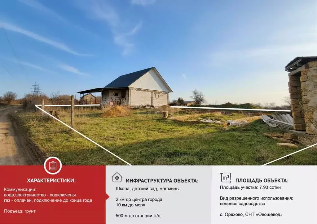 Дом в Крым, Сакский район, с. Орехово, Овощевод СНТ ул. Озерная (91 м) - Фото 1