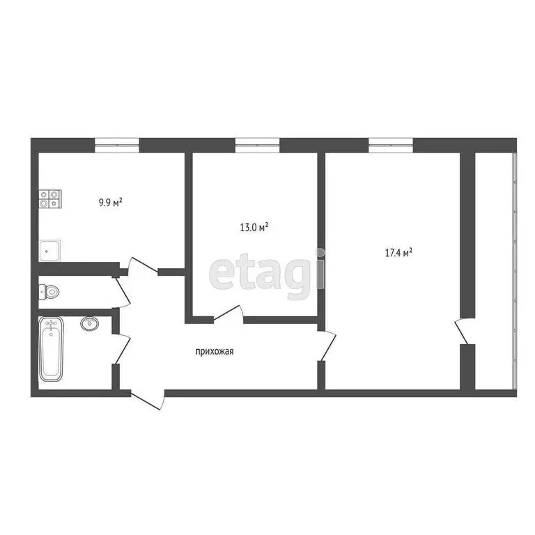 2-комнатная квартира: Тюмень, улица Свердлова, 12 (50 м) - Фото 1