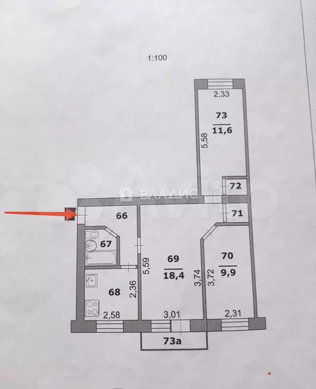3-к. квартира, 57 м, 4/5 эт. - Фото 1