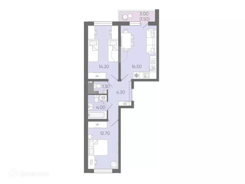 Продаётся 2-к квартира, 56.5 м - Фото 0