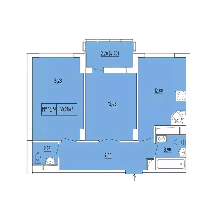 2-к кв. Крым, Феодосия ул. Грина, 45 (58.08 м) - Фото 1