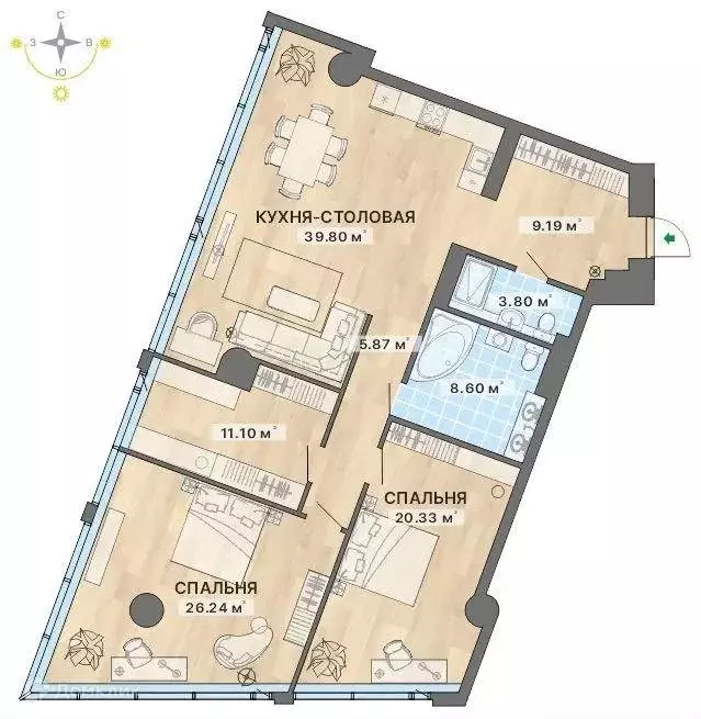 Продаётся 2-к квартира, 124.9 м - Фото 1
