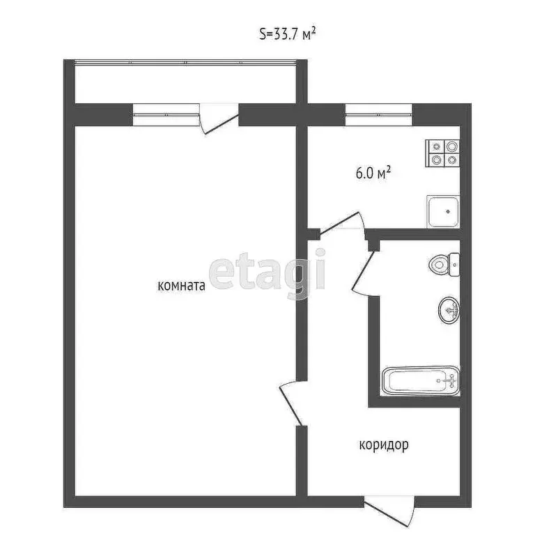 1-комнатная квартира: Сосногорск, Сосногорск, 5-й микрорайон, 14 (32.8 ... - Фото 1
