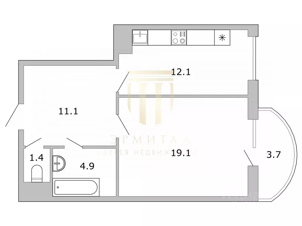 1-к кв. Санкт-Петербург просп. Науки, 17к2 (48.5 м) - Фото 1