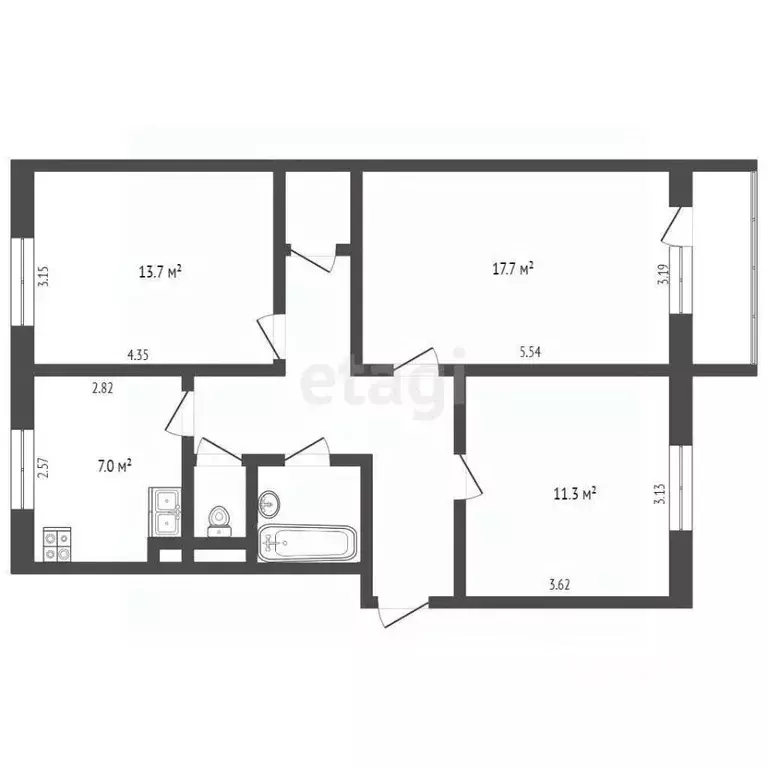 3-к кв. Ямало-Ненецкий АО, Муравленко ул. 70 лет Октября, 1 (65.6 м) - Фото 2