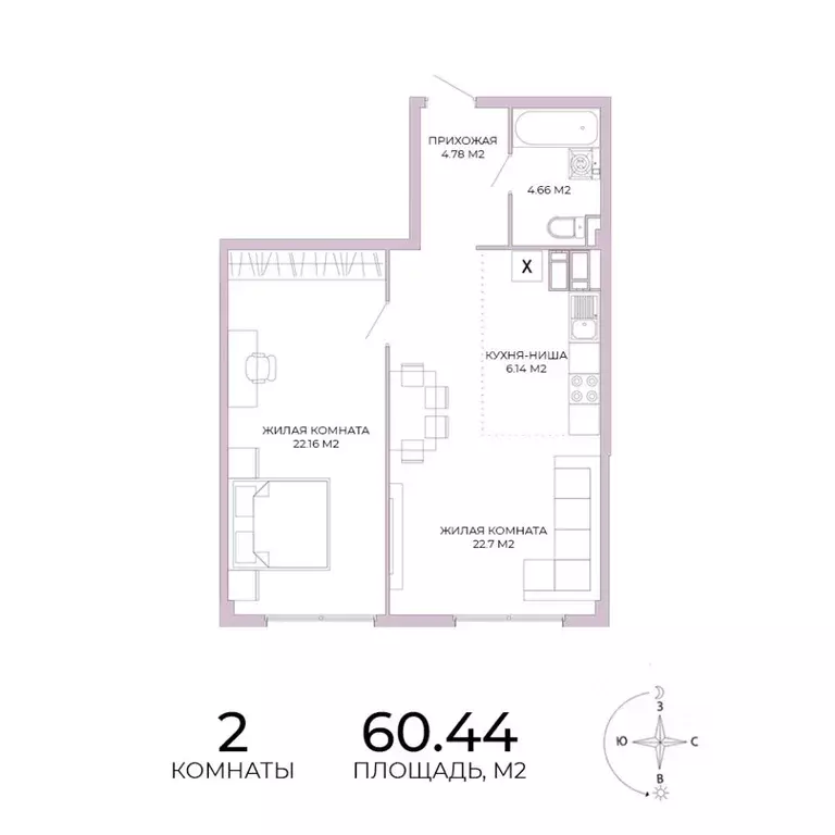 2-к кв. Пензенская область, Пенза Побочинская ул., с18 (60.44 м) - Фото 0