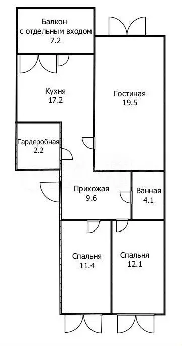 3-к. квартира, 76 м, 1/9 эт. - Фото 0