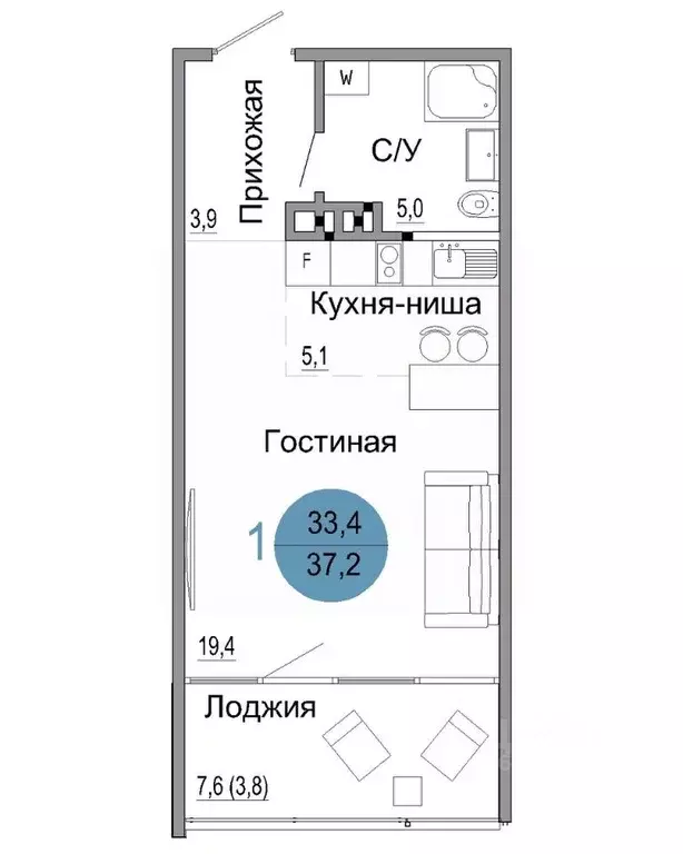 1-к кв. Крым, Керчь Белый город жилой комплекс (37.2 м) - Фото 0