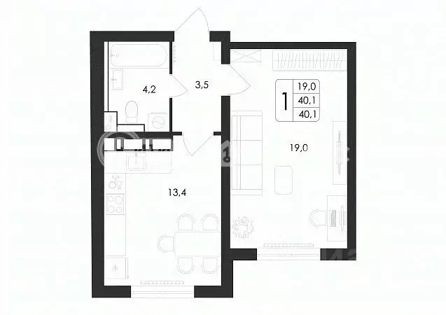 1-к кв. Воронежская область, Воронеж ул. Загоровского, 5/3 (40.1 м) - Фото 0