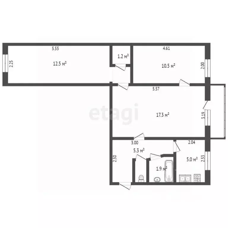 3-к кв. Ростовская область, Ростов-на-Дону просп. Ленина, 42 (55.5 м) - Фото 2