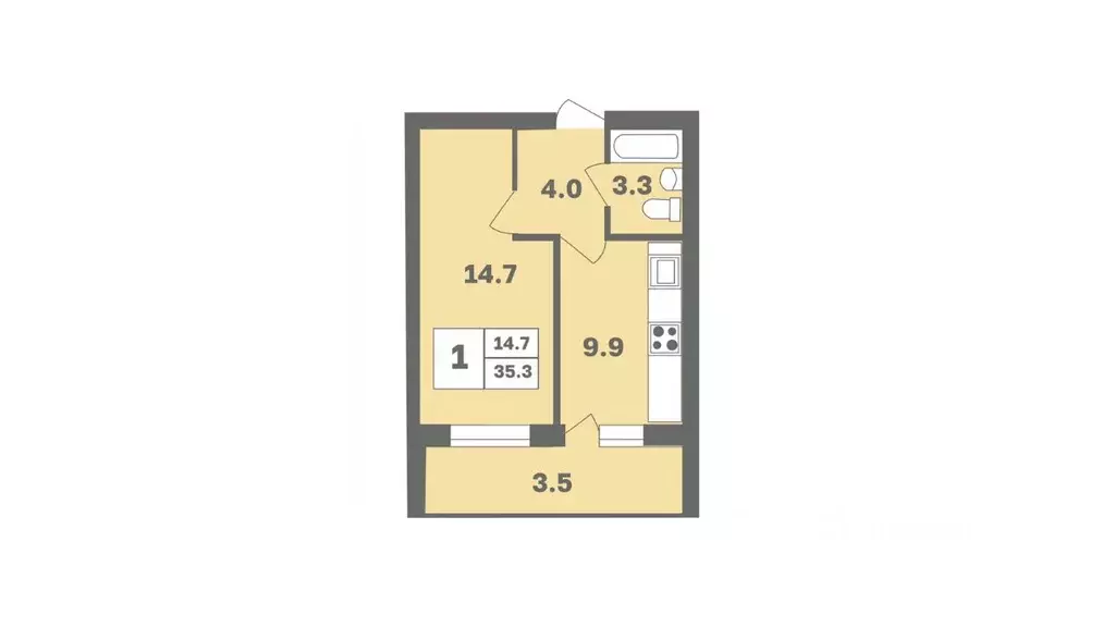 1-к кв. Башкортостан, Уфа Дагестанская ул., лит12 (35.3 м) - Фото 1