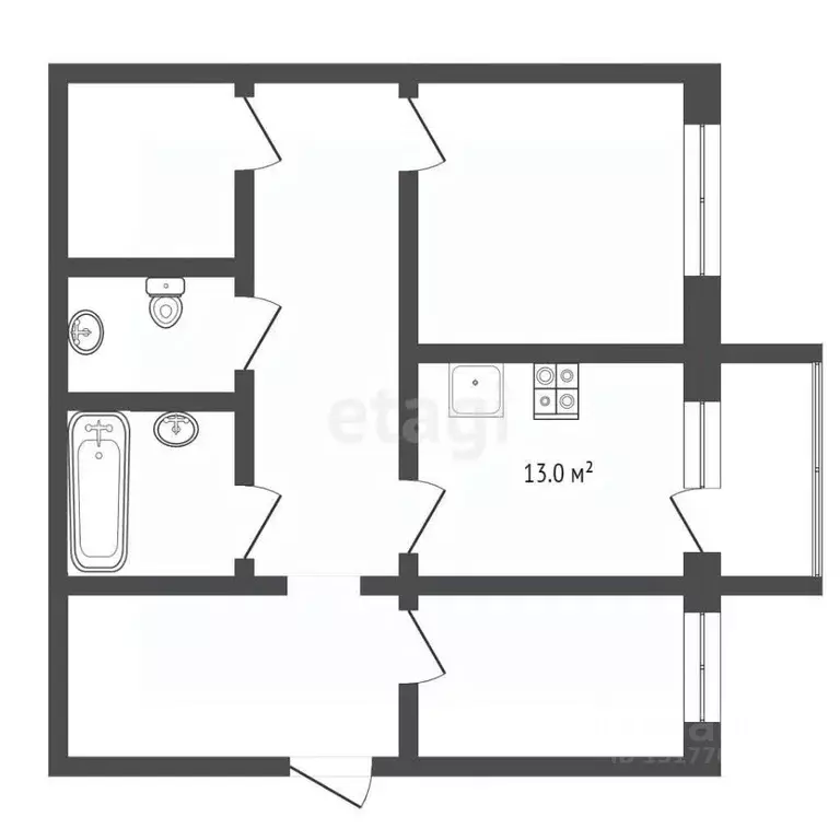 2-к кв. Ямало-Ненецкий АО, Новый Уренгой Оптимистов мкр, 4/3 (59.1 м) - Фото 2