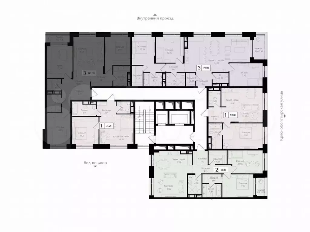3-к. квартира, 88,1 м, 12/17 эт. - Фото 1