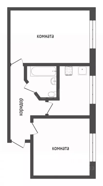 2-к кв. Ханты-Мансийский АО, Сургут Московская ул., 34 (39.8 м) - Фото 2