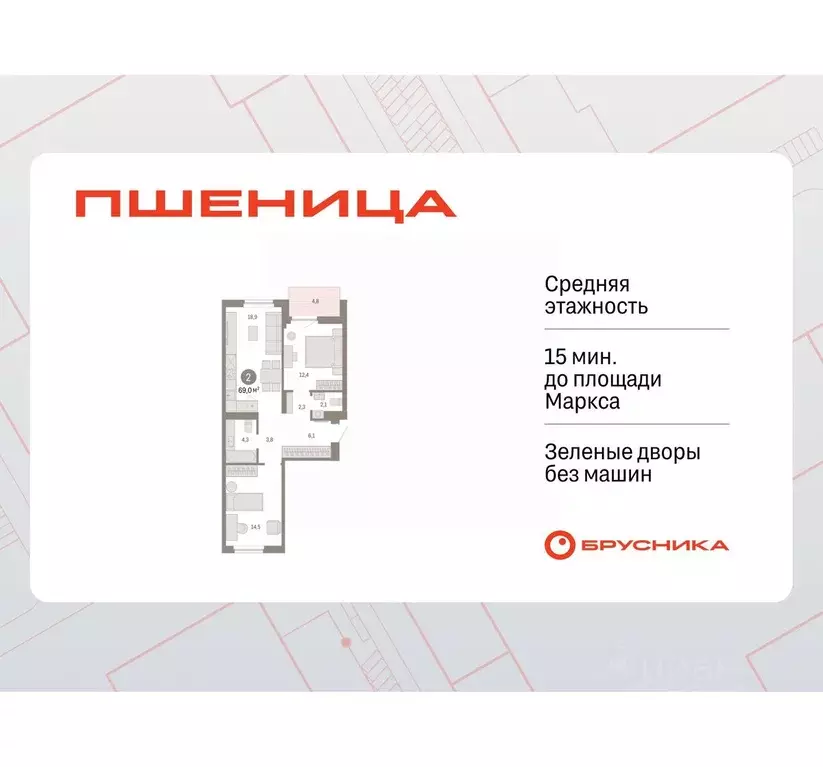 2-к кв. Новосибирская область, Новосибирский район, Краснообск рп, 3-й ... - Фото 1