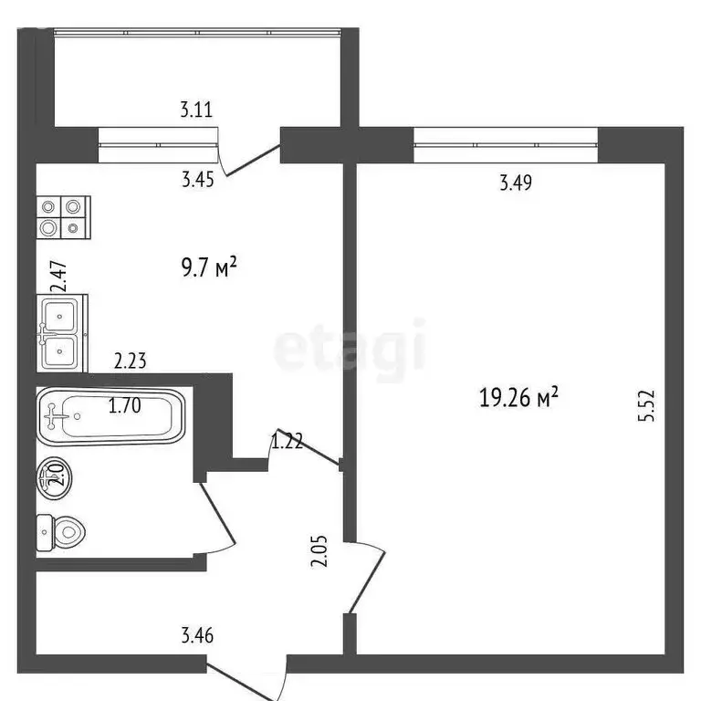 1-комнатная квартира: Саранск, улица Косарева, 119 (37 м) - Фото 1