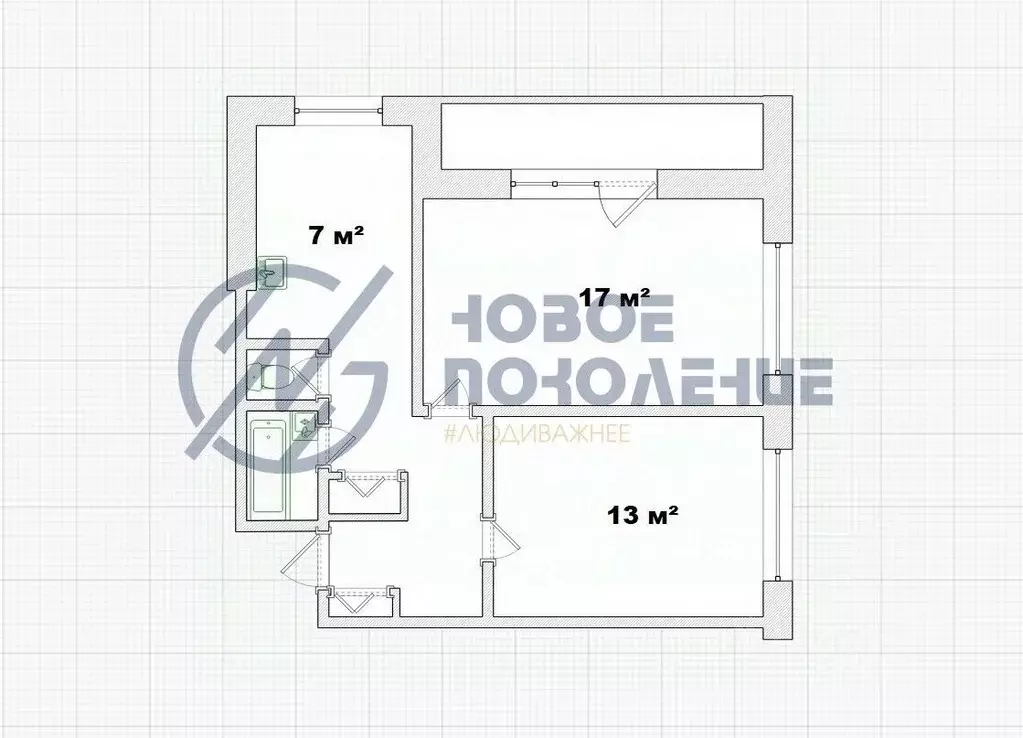 2-к кв. Омская область, Омск наб. Тухачевского, 22 (48.0 м) - Фото 1