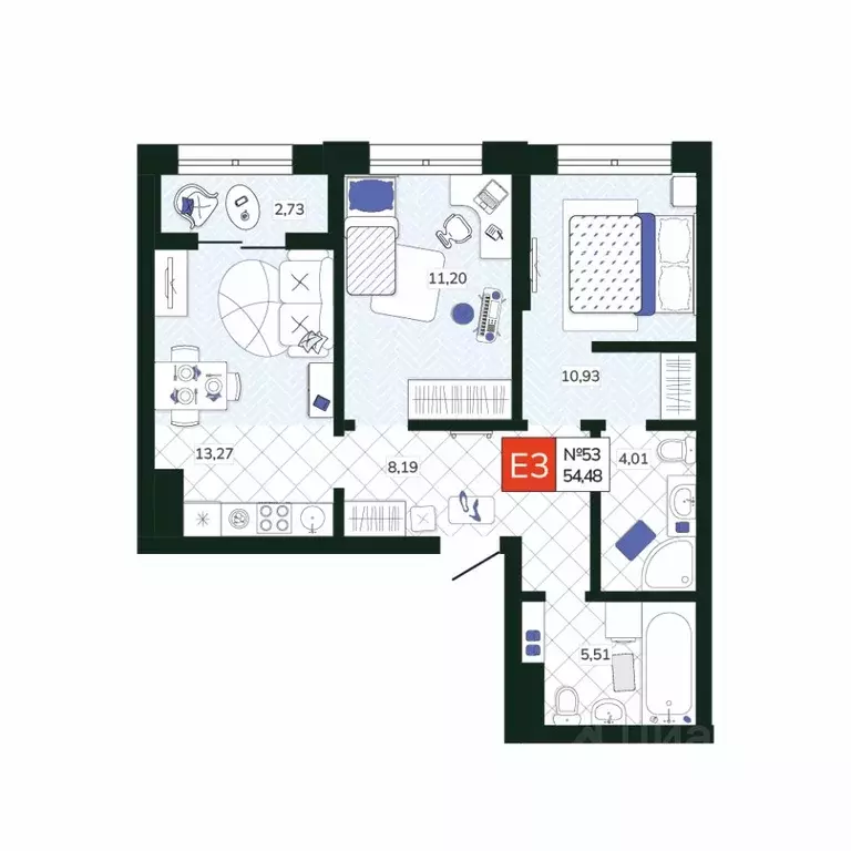 2-к кв. Тульская область, Тула Мясново мкр, Желания жилой комплекс ... - Фото 1