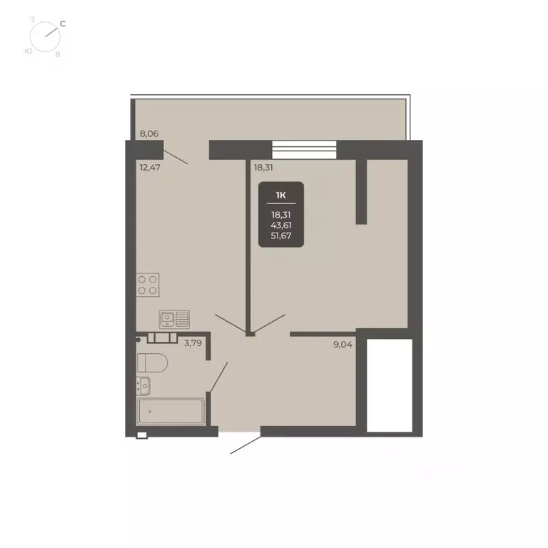 1-к кв. Новосибирская область, Новосибирск Автогенная ул., 75 (50.9 м) - Фото 0