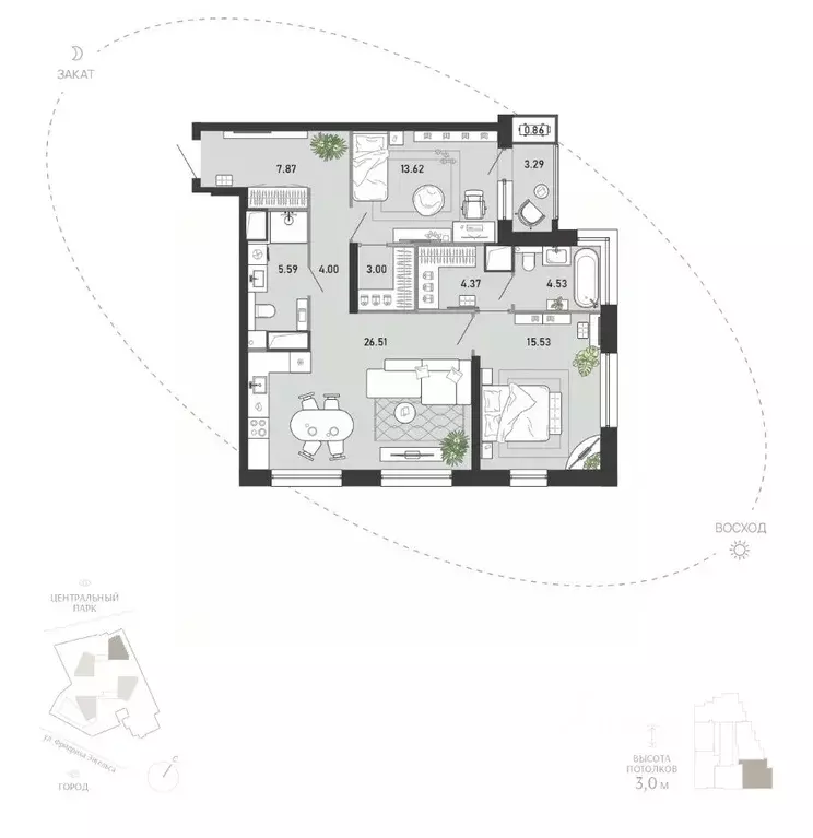2-к кв. Тульская область, Тула ул. Фридриха Энгельса, 70А (89.17 м) - Фото 0