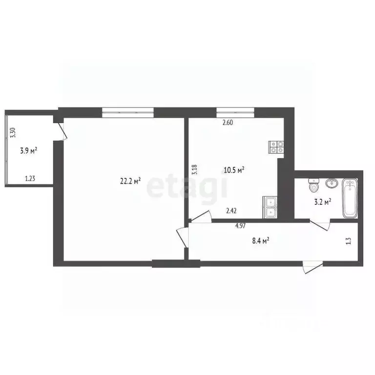 1-к кв. Башкортостан, Стерлитамак просп. Октября, 85 (44.3 м) - Фото 2