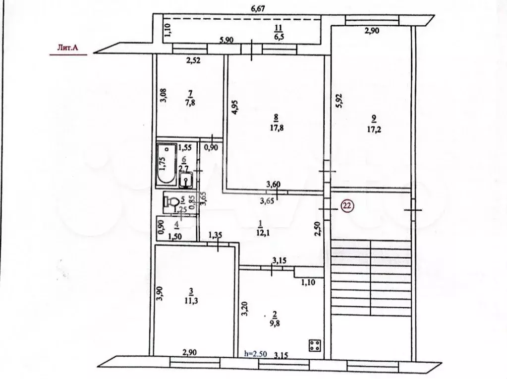 4-к. квартира, 88 м, 4/5 эт. - Фото 0