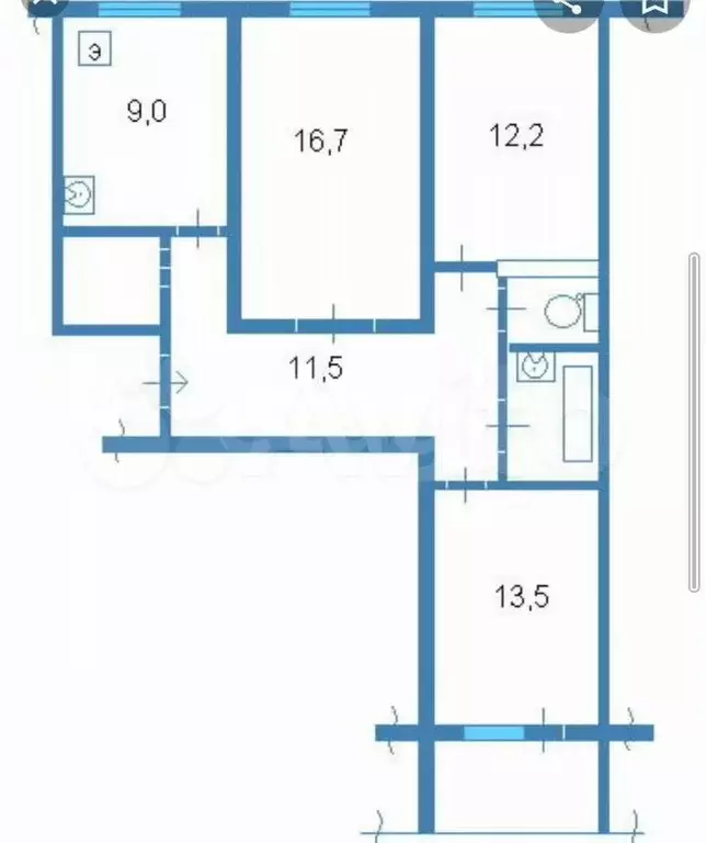 3-к. квартира, 64 м, 6/9 эт. - Фото 0
