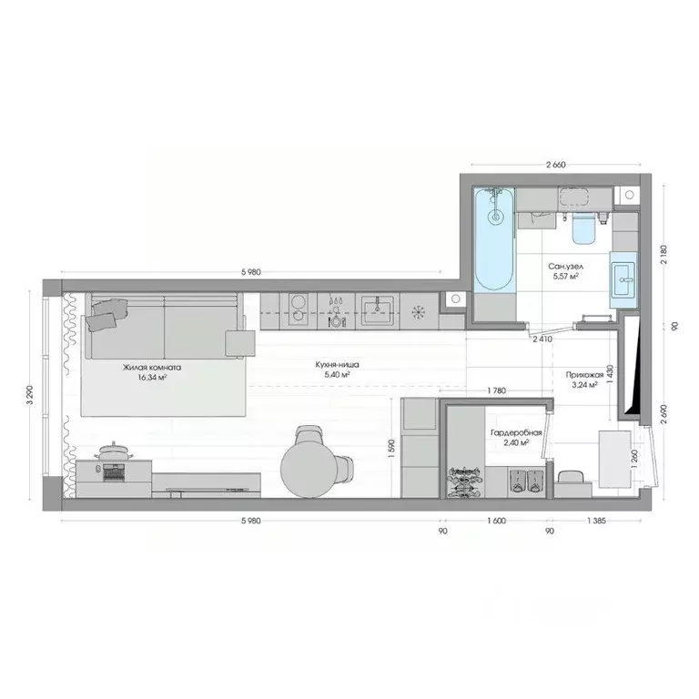 1-к кв. Приморский край, Владивосток ул. Нейбута (33.23 м) - Фото 1