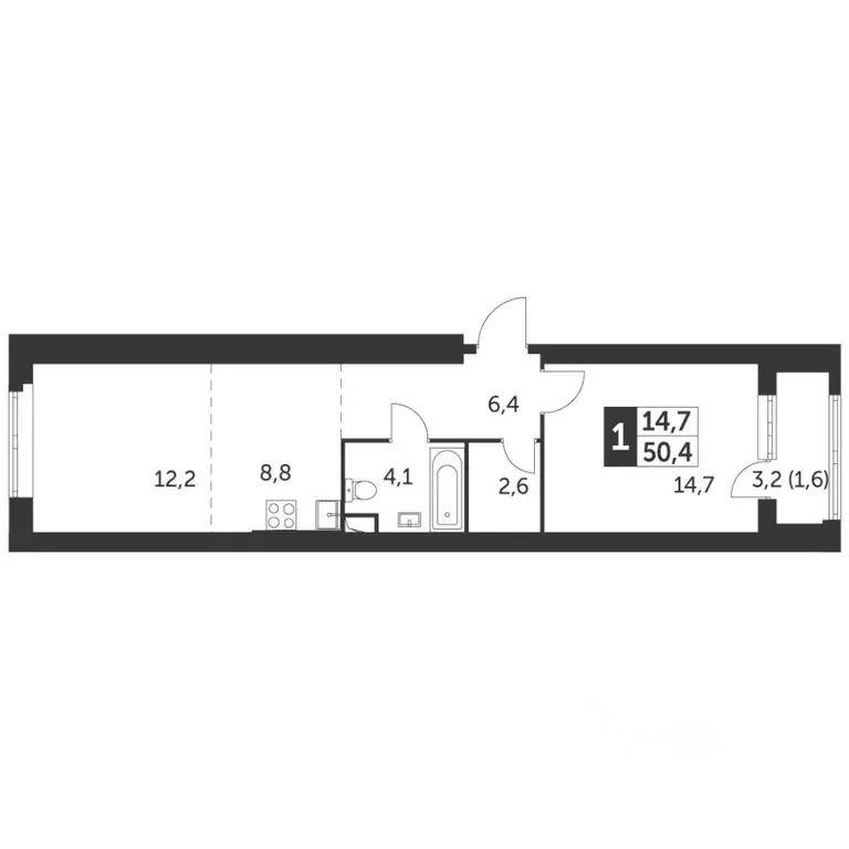 2-к кв. Москва Архитектор жилой комплекс (50.9 м) - Фото 1