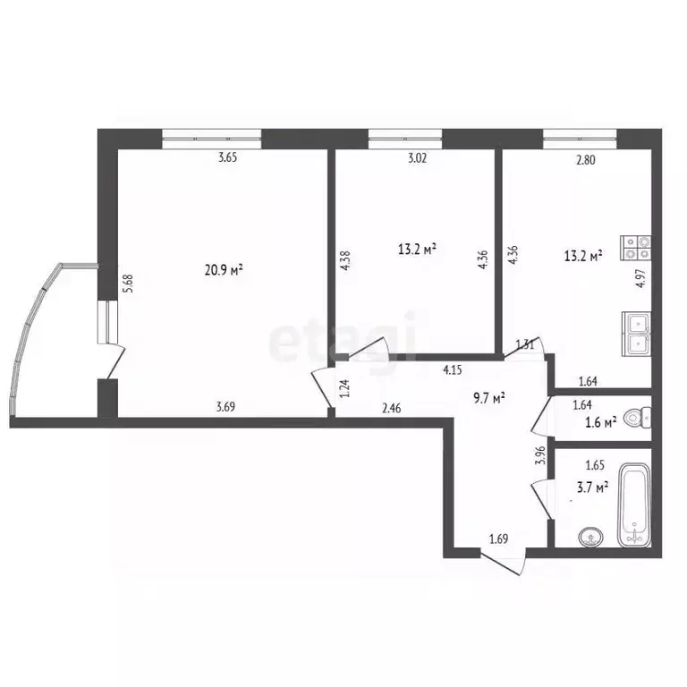 2-к кв. Мордовия, Саранск просп. Российской Армии, 18 (62.2 м) - Фото 2