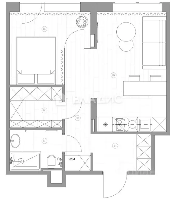 1-к кв. Москва ул. Архитектора Щусева, 2к1 (41.5 м) - Фото 1