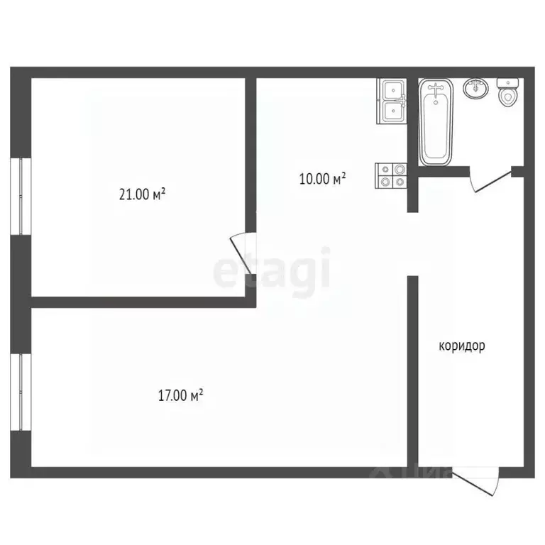 2-к кв. Тюменская область, Тюмень ул. Республики, 229 (35.4 м) - Фото 2