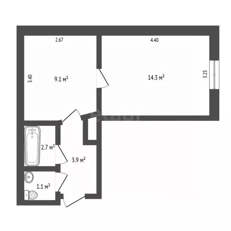2-к кв. Крым, Ялта наб. Имени В.И. Ленина, 27/1 (32.0 м) - Фото 2