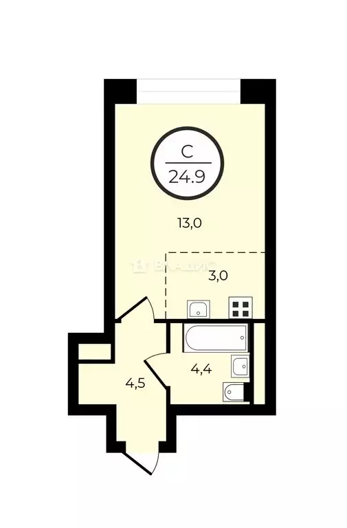 Квартира-студия: Москва, жилой комплекс Мой Адрес на Клинской, к4.4 ... - Фото 1