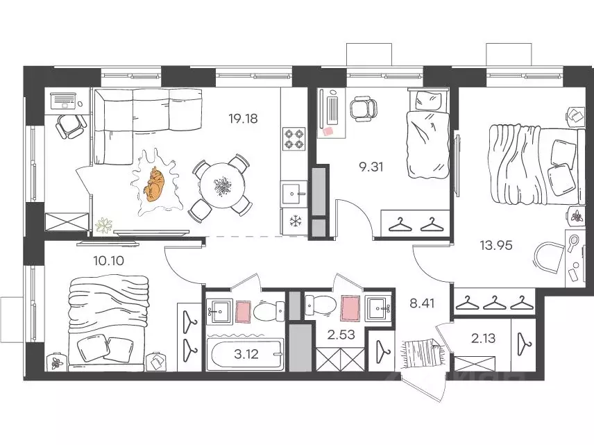 4-к кв. Ульяновская область, Ульяновск Новая Жизнь-2 мкр,  (68.73 м) - Фото 1