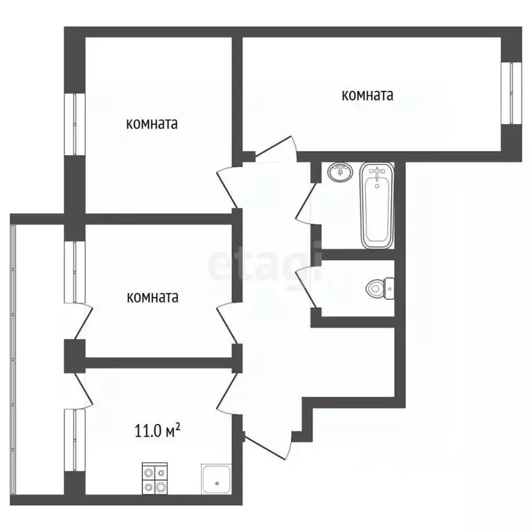 3-к кв. Московская область, Дубна просп. Боголюбова, 16 (76.8 м) - Фото 2