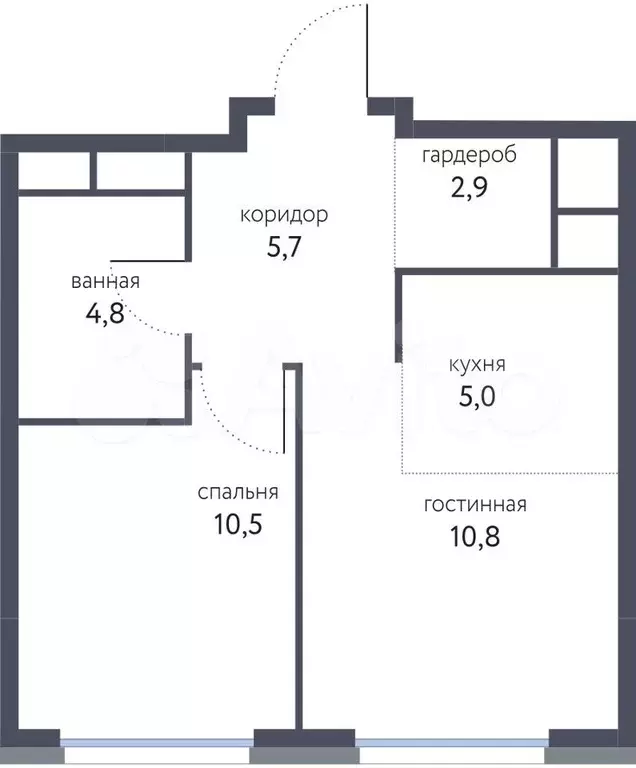 2-к. квартира, 38,7 м, 8/13 эт. - Фото 0