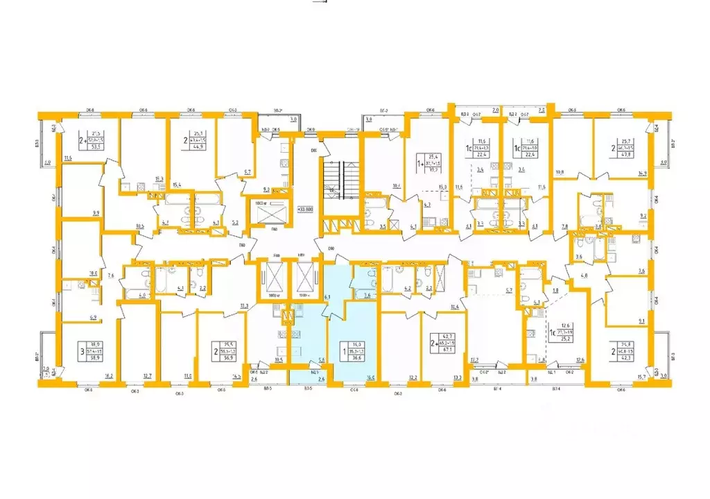 1-к кв. Башкортостан, Уфа Инорс-4Б мкр, Акварель жилой комплекс (36.5 ... - Фото 2