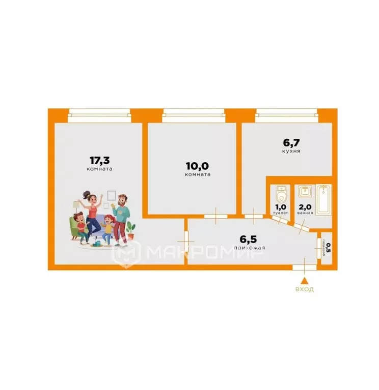 2-к кв. Санкт-Петербург Софийская ул., 30К1 (44.1 м) - Фото 2