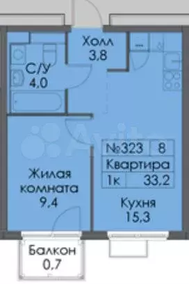 1-к. квартира, 32,5 м, 23/24 эт. - Фото 0