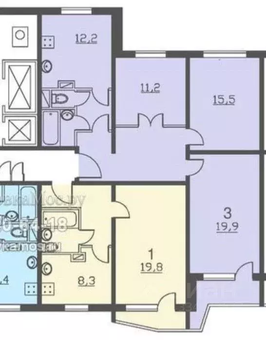 3-к кв. Москва Северодвинская ул., 9 (74.7 м) - Фото 2
