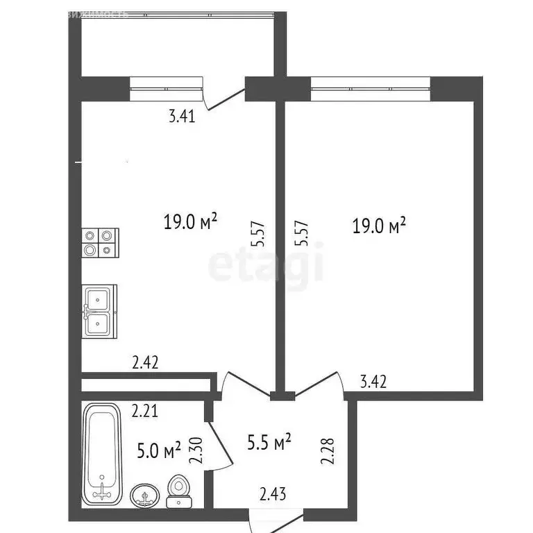 1-комнатная квартира: Батайск, Речная улица, 110к1 (39 м) - Фото 1